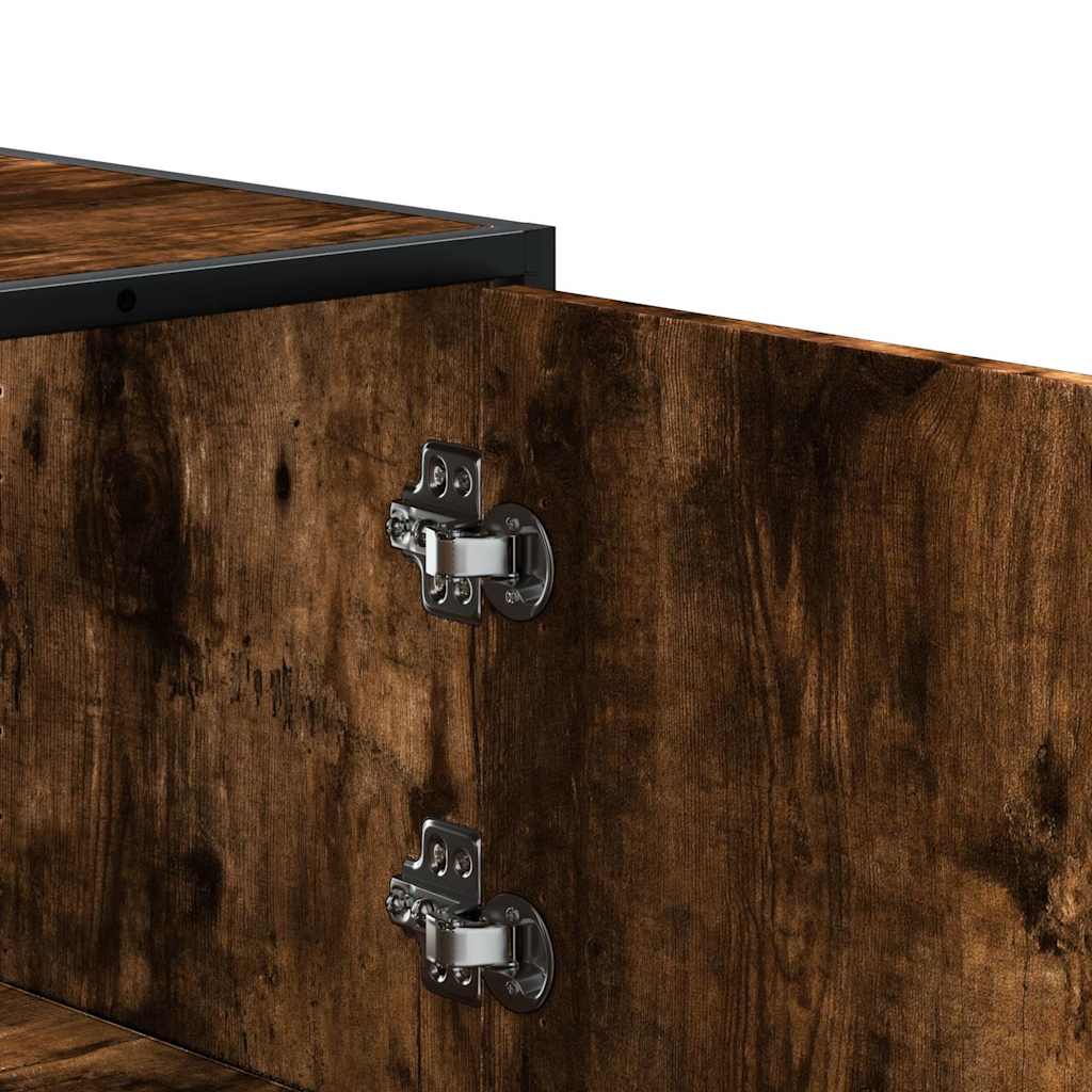 skab 68x35x106,5 cm konstrueret træ og metal røget egetræsfarve