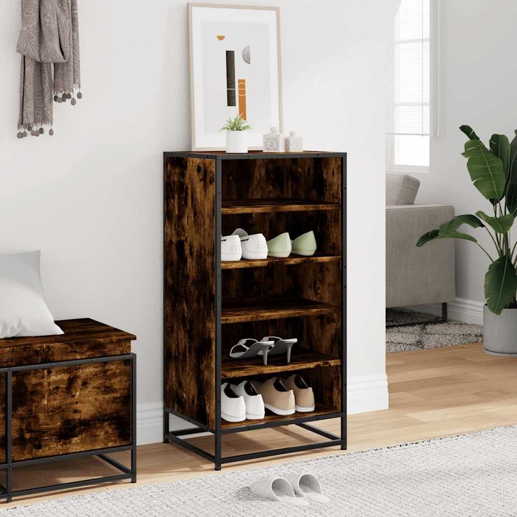 skostativ 48x38x97,5 cm konstrueret træ røget egetræsfarve
