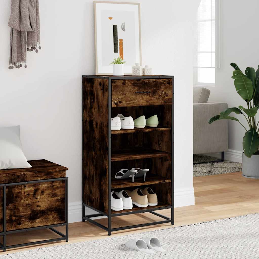 skostativ 48x38x97,5 cm konstrueret træ røget egetræsfarve