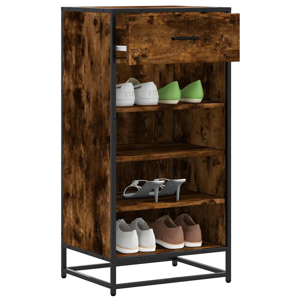 skostativ 48x38x97,5 cm konstrueret træ røget egetræsfarve