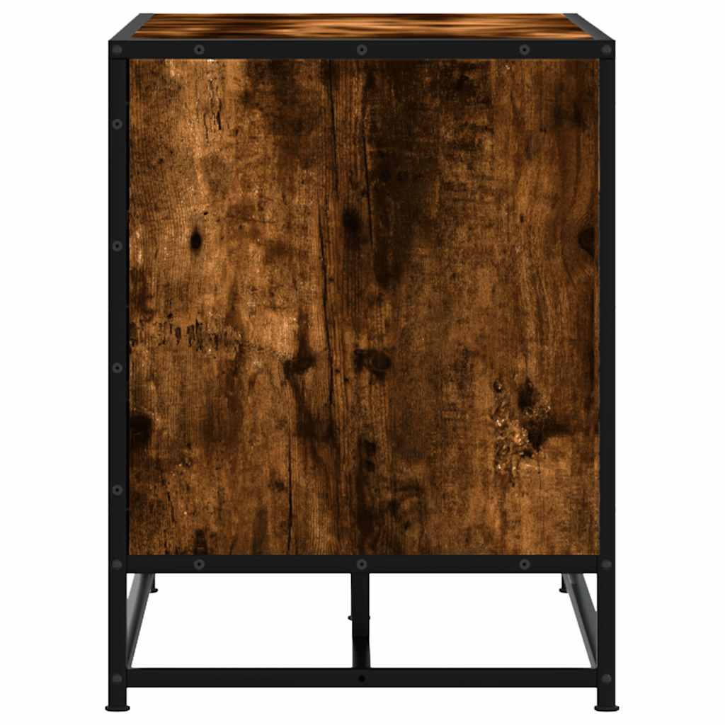 skobænk 80x40x53,5 cm konstrueret træ metal røget egetræsfarve