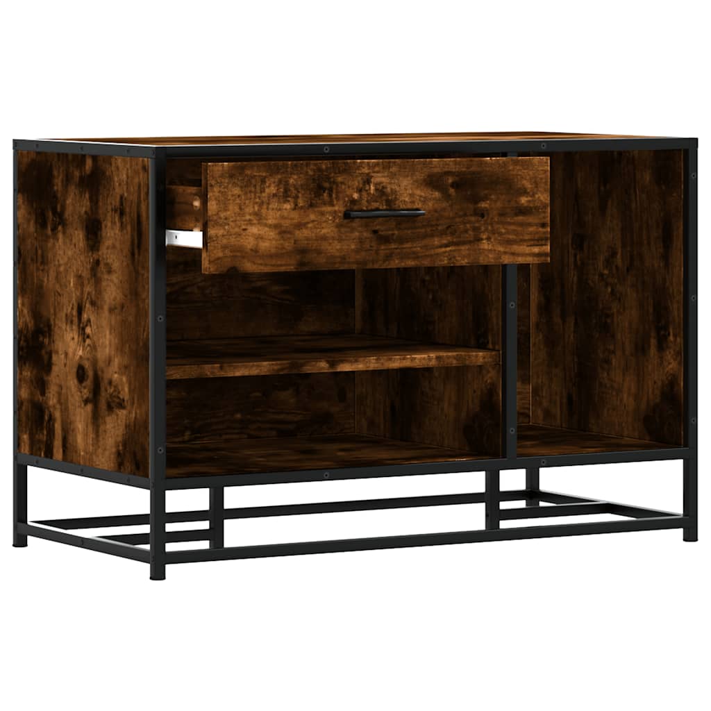 skobænk 80x40x53,5 cm konstrueret træ metal røget egetræsfarve