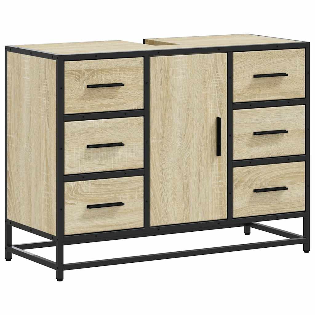 underskab til håndvask 80x33x60 cm konstrueret træ sonoma-eg