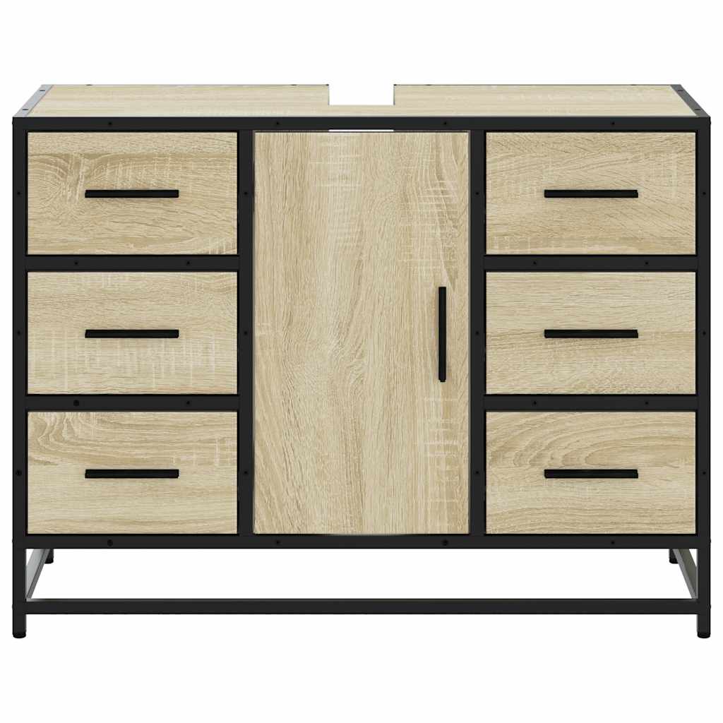 underskab til håndvask 80x33x60 cm konstrueret træ sonoma-eg