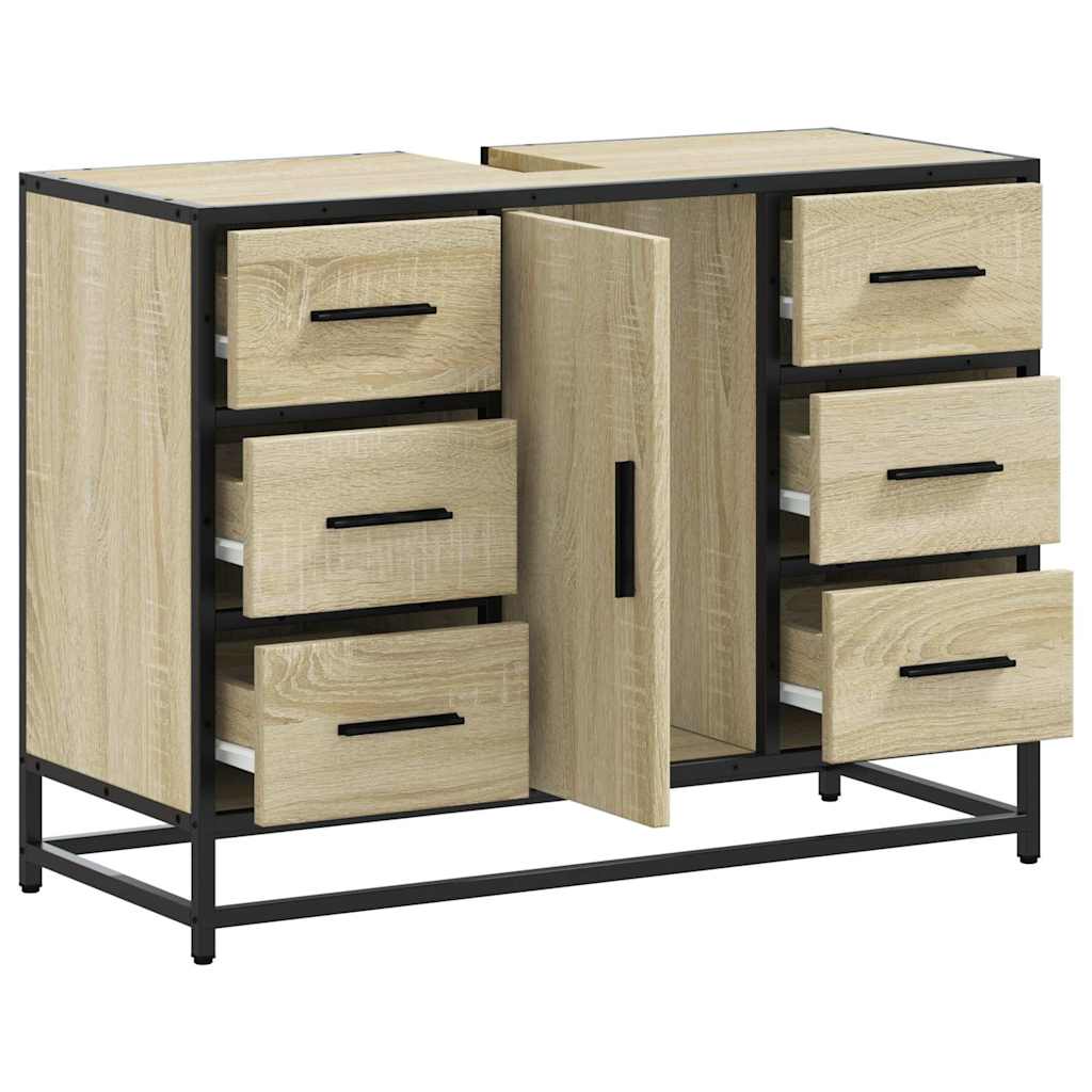 underskab til håndvask 80x33x60 cm konstrueret træ sonoma-eg