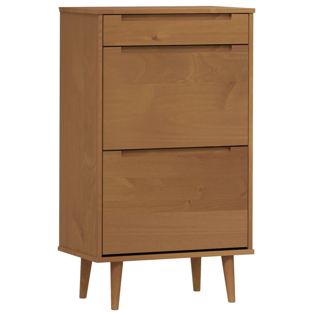 skoskab MOLDE 59,5x35x103 cm massivt fyrretræ brun
