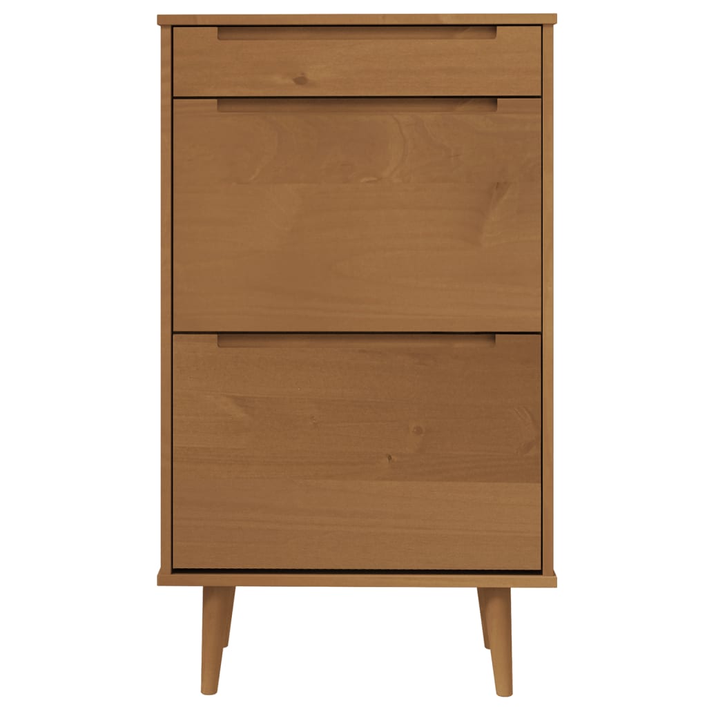 skoskab MOLDE 59,5x35x103 cm massivt fyrretræ brun
