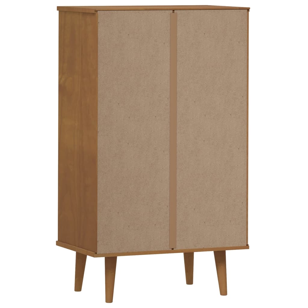 skoskab MOLDE 59,5x35x103 cm massivt fyrretræ brun