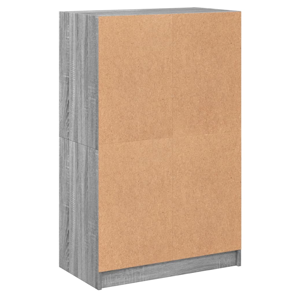 skab med låger 68x37x109 cm konstrueret træ grå sonoma-eg