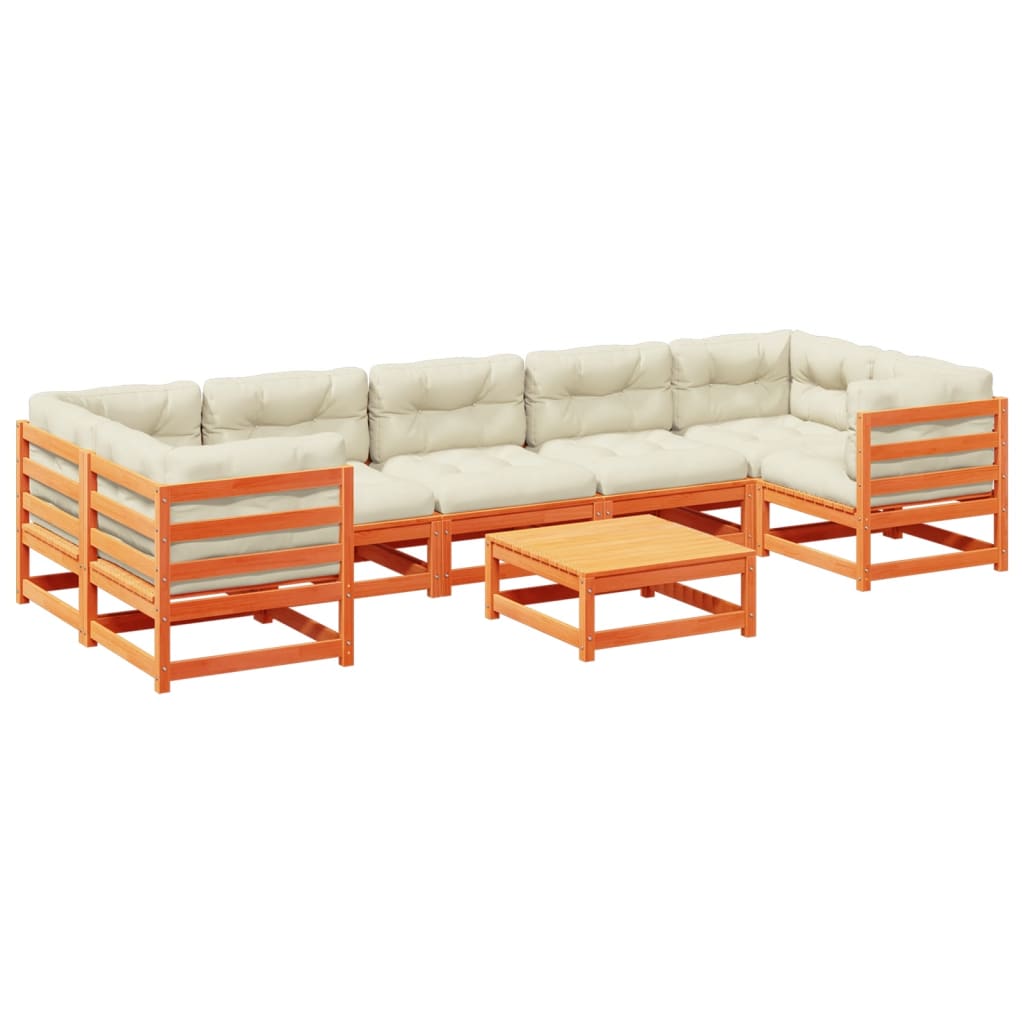 sofasæt til haven 8 dele med hynder massivt fyr gyldenbrun