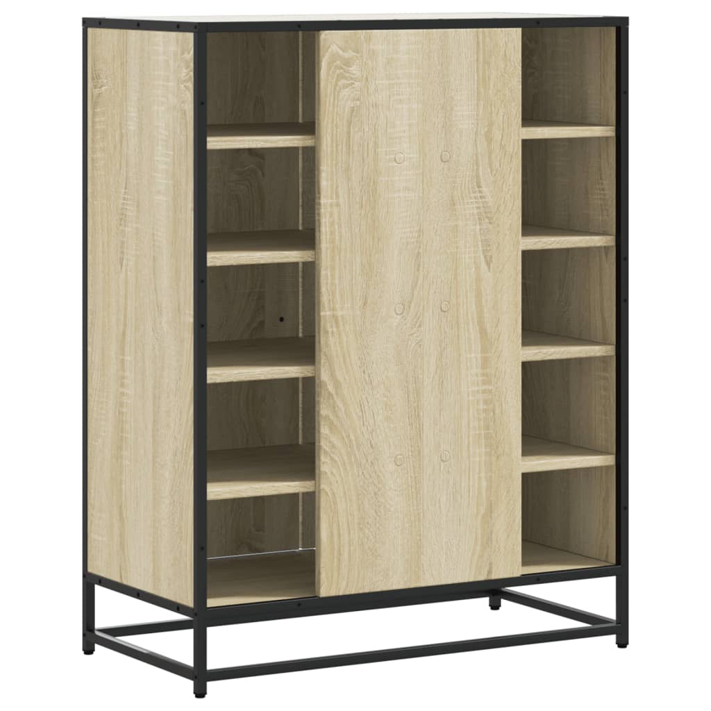 skoskab 75x38x97,5 cm konstrueret træ og metal sonoma-eg