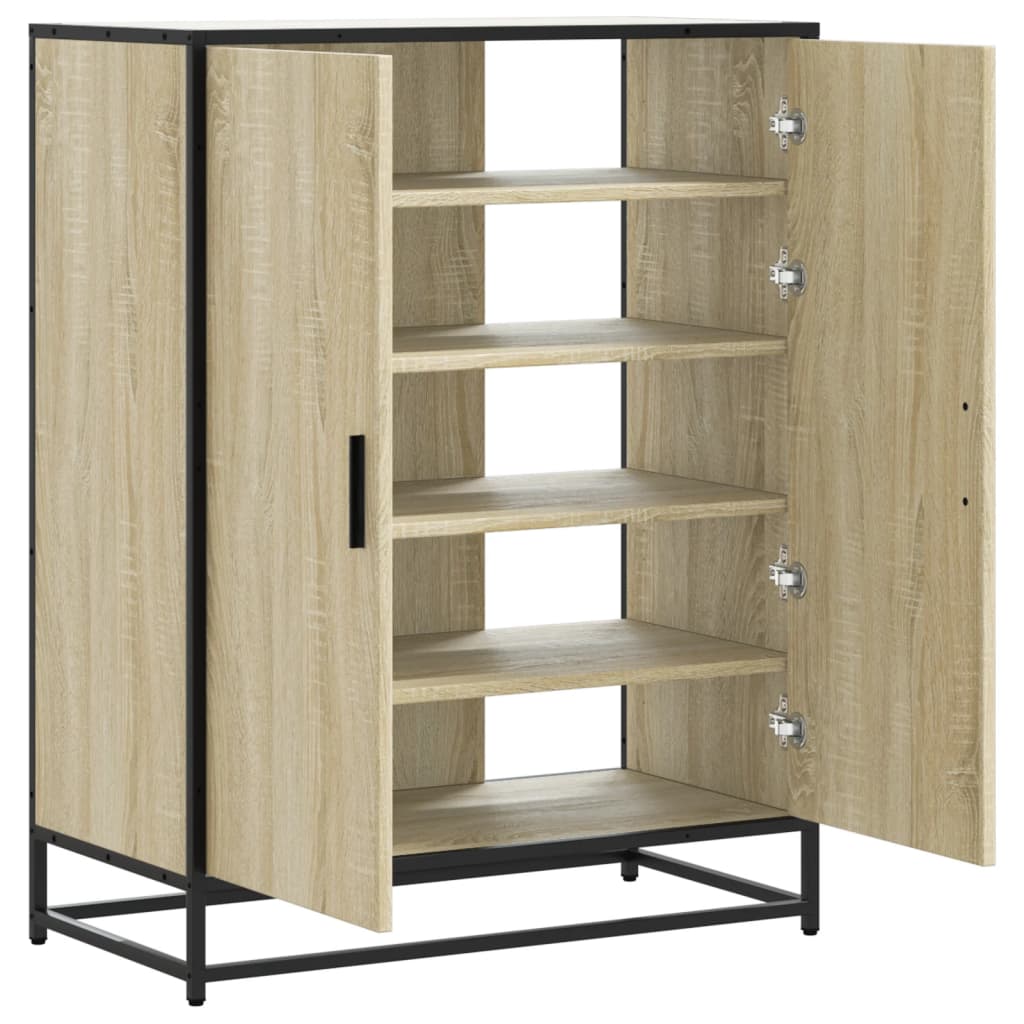 skoskab 75x38x97,5 cm konstrueret træ og metal sonoma-eg