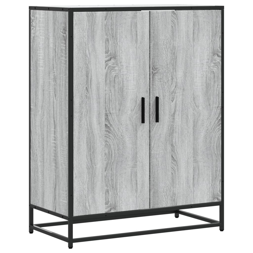 skoskab 75x38x97,5 cm konstrueret træ og metal grå sonoma-eg