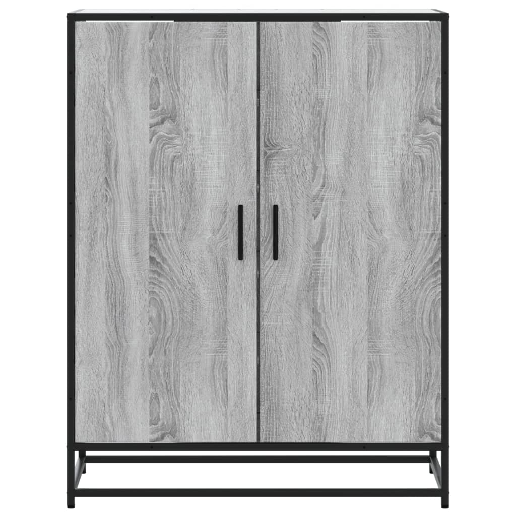 skoskab 75x38x97,5 cm konstrueret træ og metal grå sonoma-eg