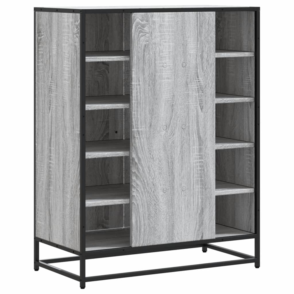 skoskab 75x38x97,5 cm konstrueret træ og metal grå sonoma-eg