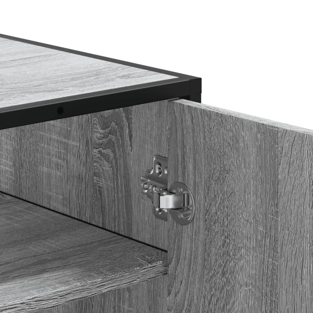 skoskab 75x38x97,5 cm konstrueret træ og metal grå sonoma-eg