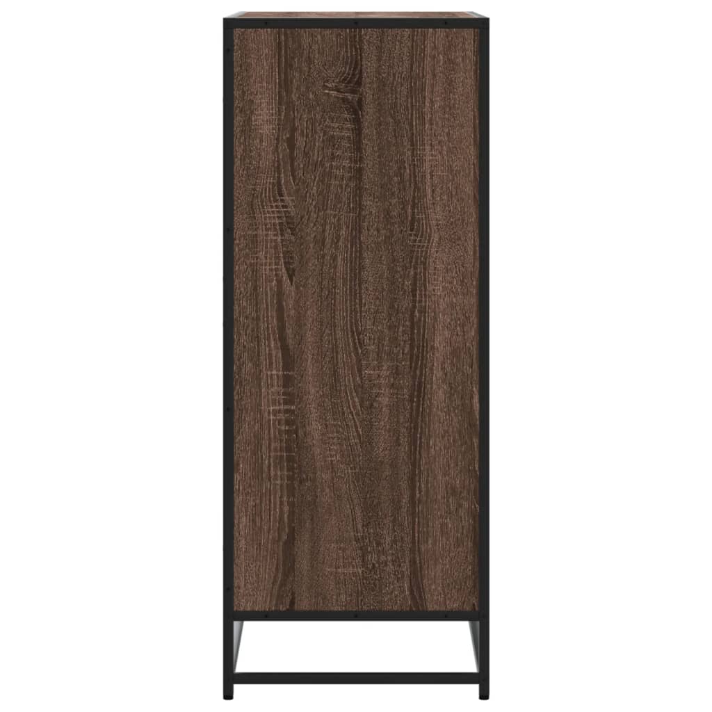 skoskab 75x38x97,5 cm konstrueret træ og metal brun egetræ