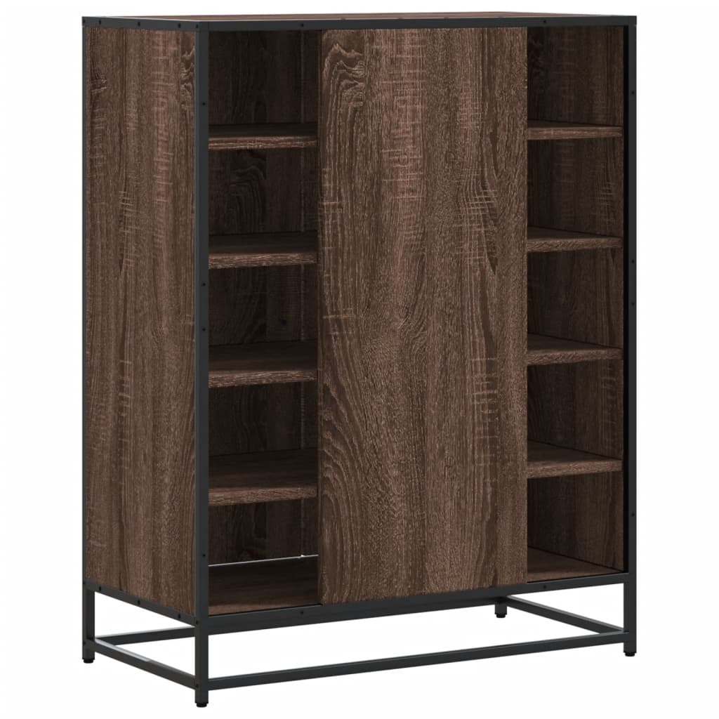 skoskab 75x38x97,5 cm konstrueret træ og metal brun egetræ