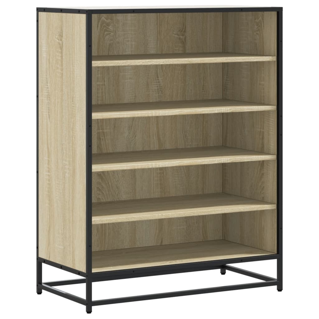 skoskab 75x38x97,5 cm konstrueret træ og metal sonoma-eg
