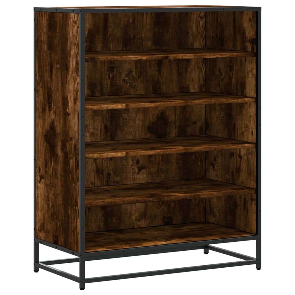 skoskab 75x38x97,5 cm konstrueret træ og metal røget egetræ