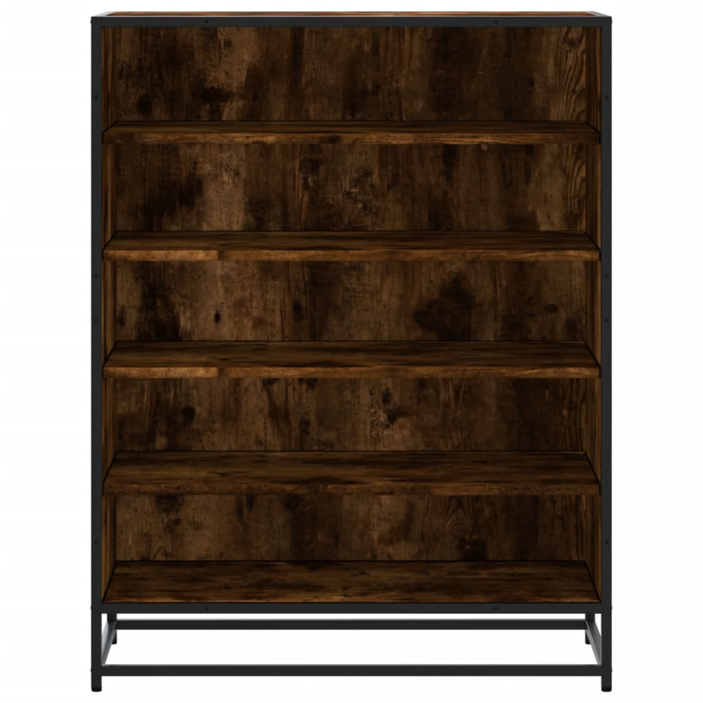 skoskab 75x38x97,5 cm konstrueret træ og metal røget egetræ