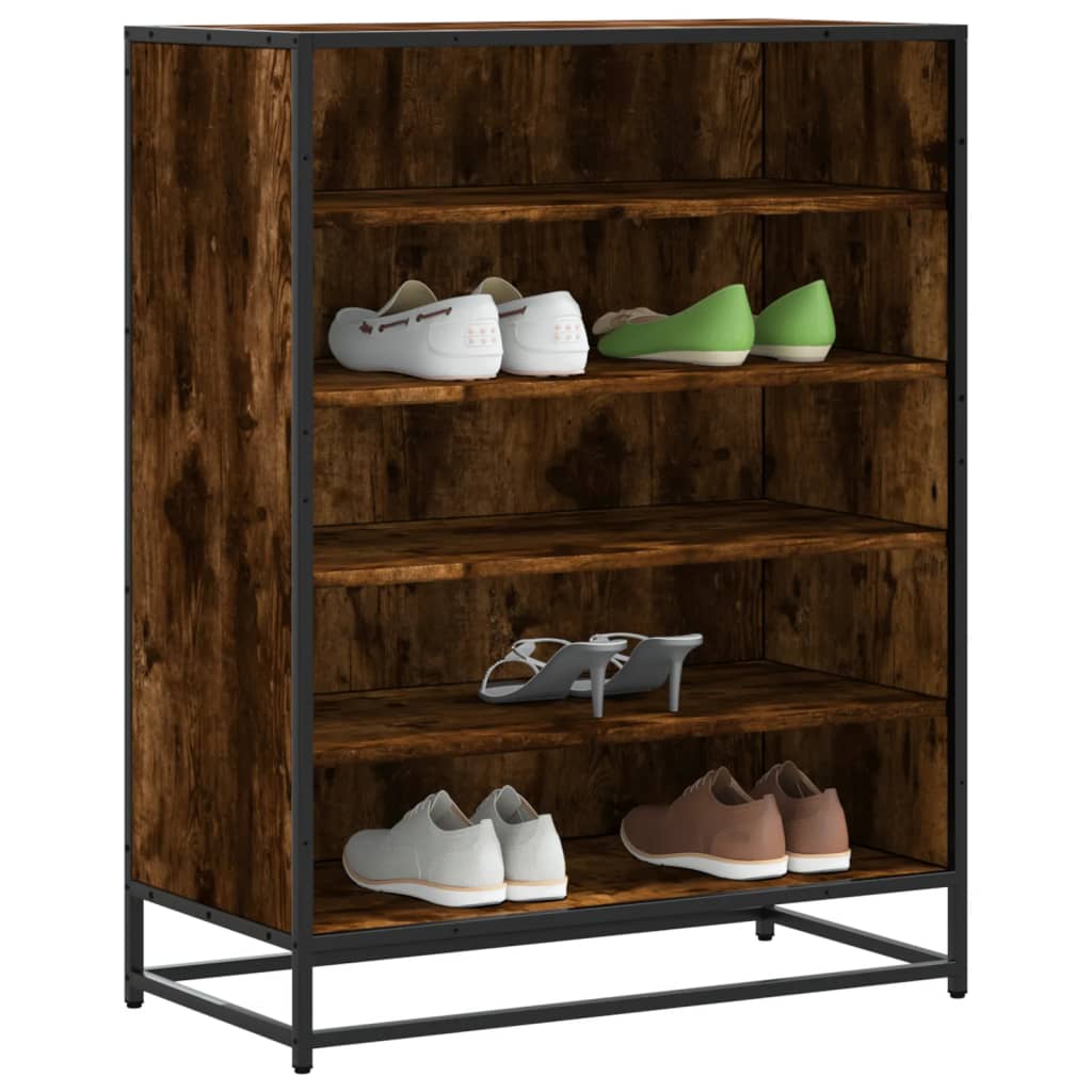 skoskab 75x38x97,5 cm konstrueret træ og metal røget egetræ