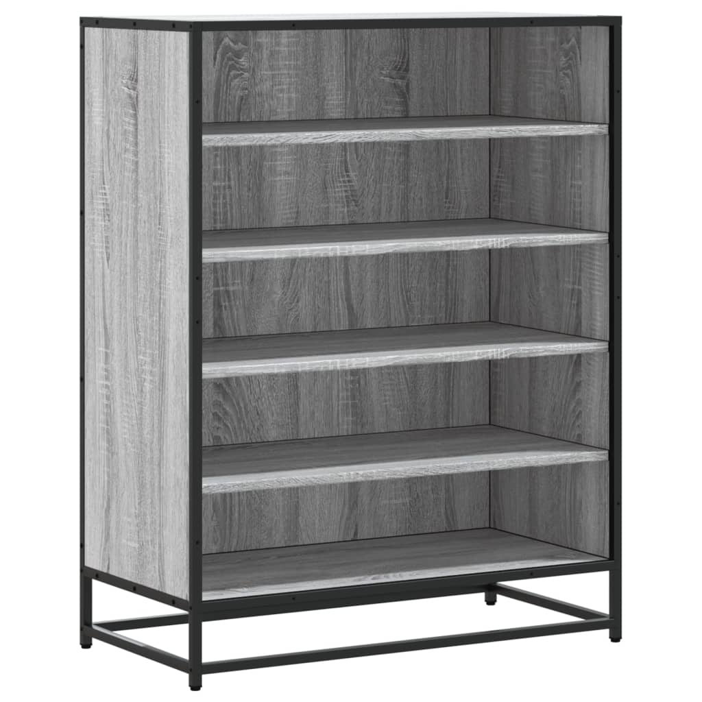 skoskab 75x38x97,5 cm konstrueret træ og metal grå sonoma-eg