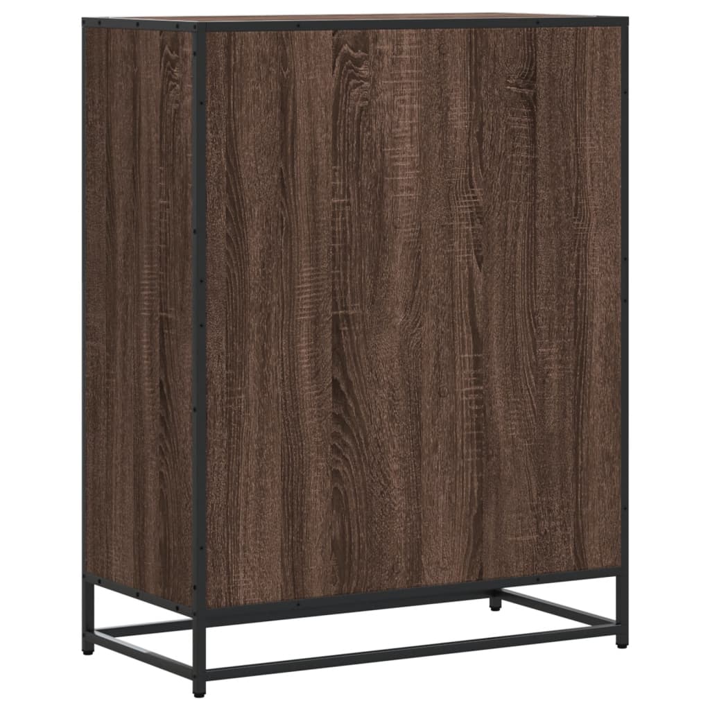 skoskab 75x38x97,5 cm konstrueret træ og metal brun egetræ