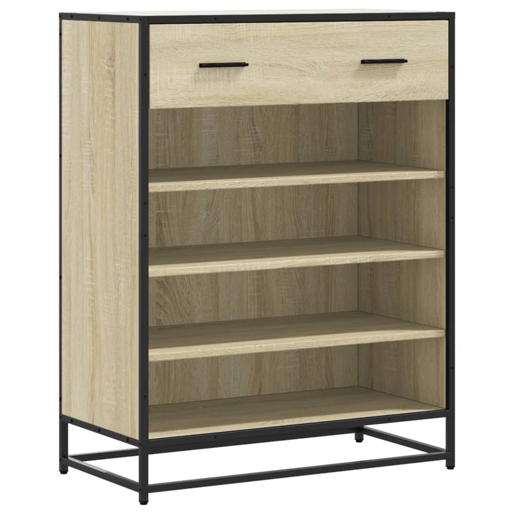 skoskab 75x38x97,5 cm konstrueret træ og metal sonoma-eg