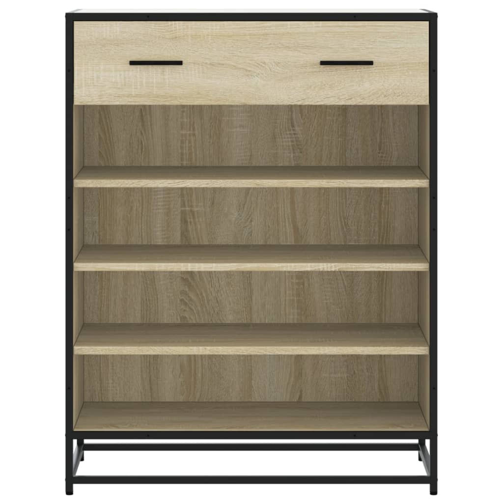 skoskab 75x38x97,5 cm konstrueret træ og metal sonoma-eg