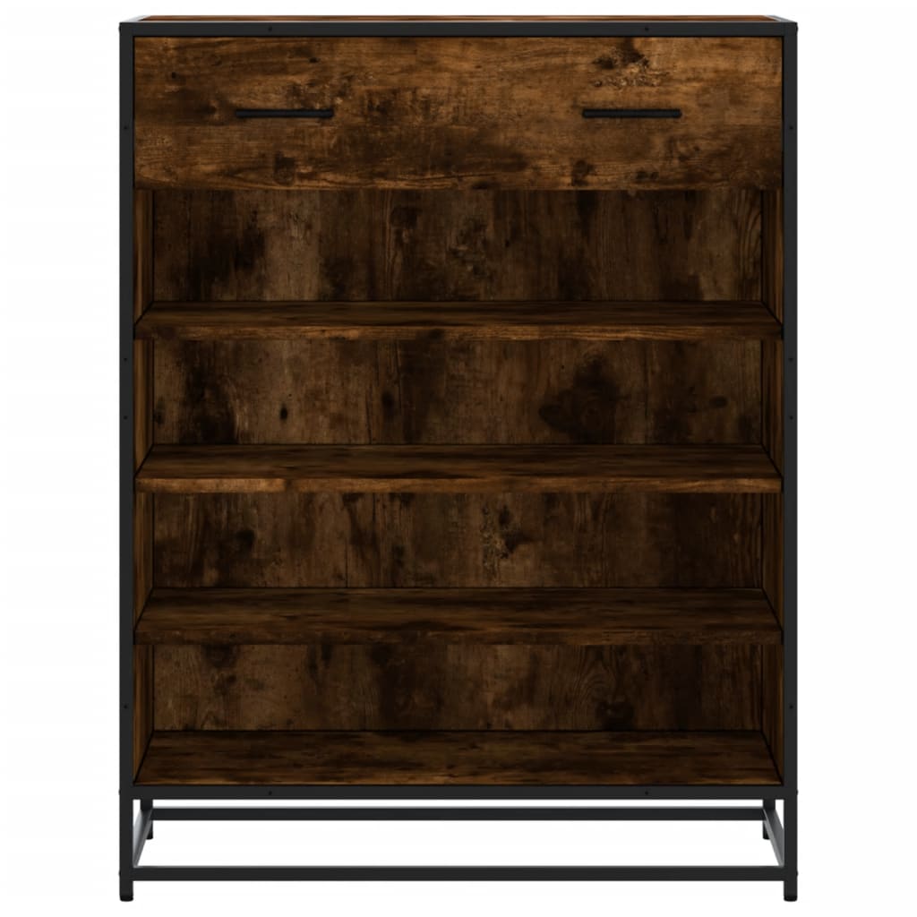skoskab 75x38x97,5 cm konstrueret træ og metal røget egetræ