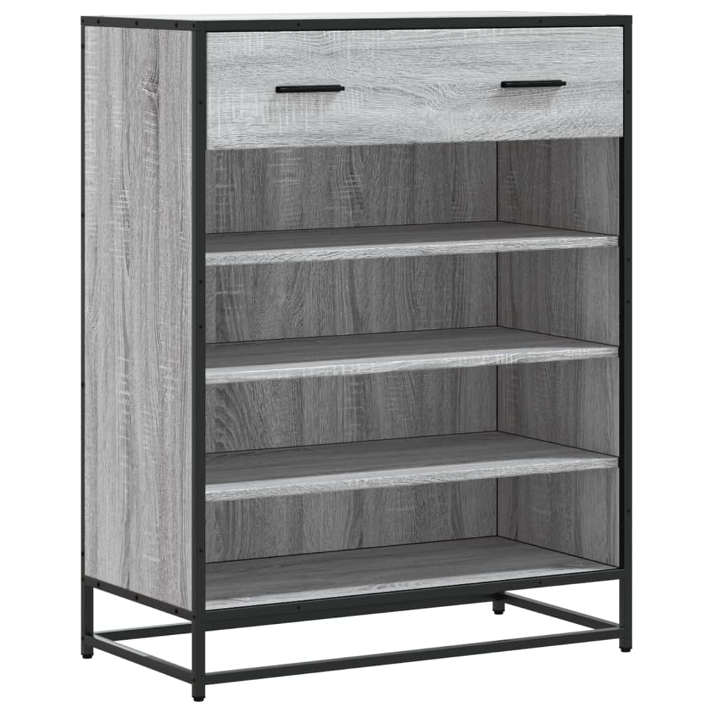 skoskab 75x38x97,5 cm konstrueret træ og metal grå sonoma-eg
