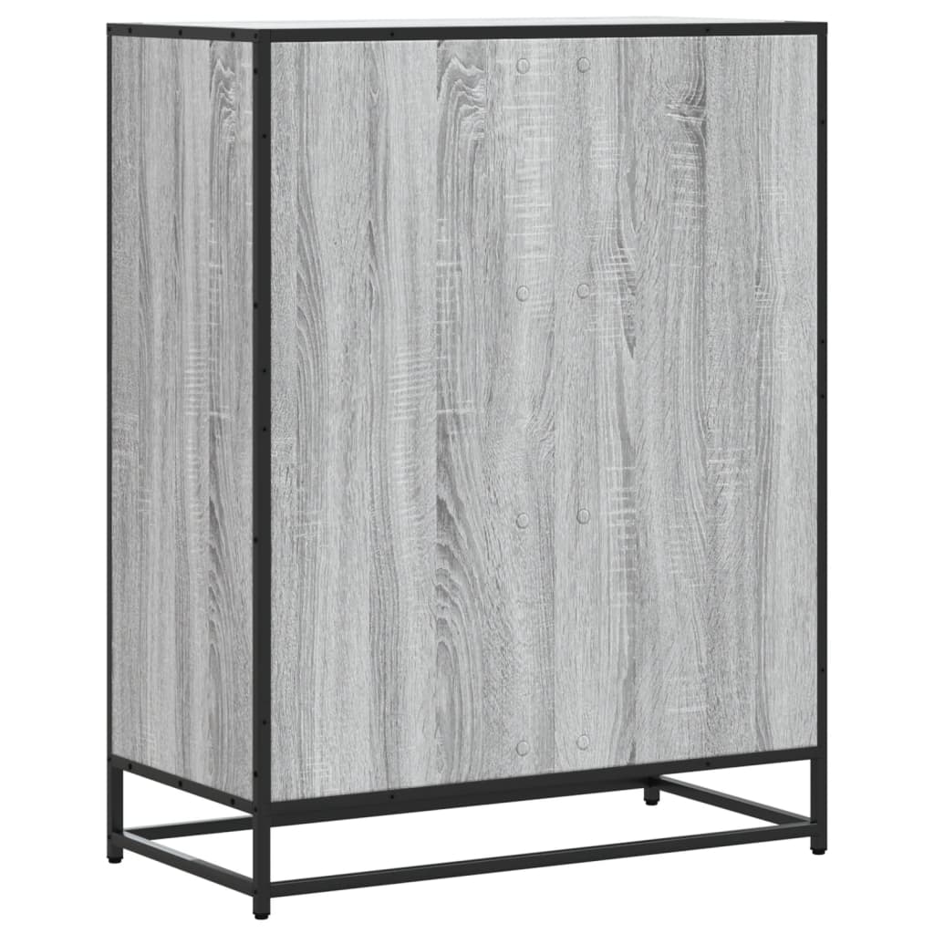 skoskab 75x38x97,5 cm konstrueret træ og metal grå sonoma-eg