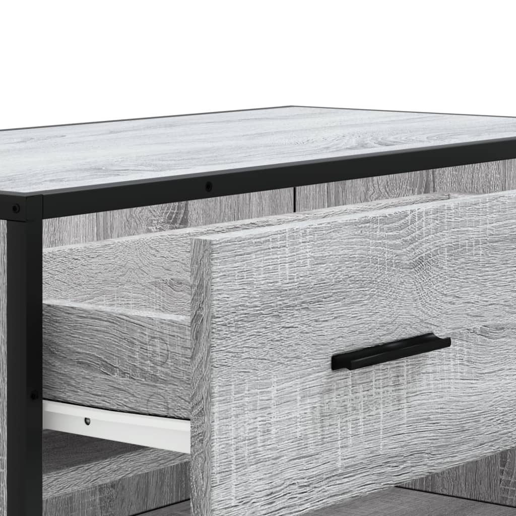 skoskab 75x38x97,5 cm konstrueret træ og metal grå sonoma-eg