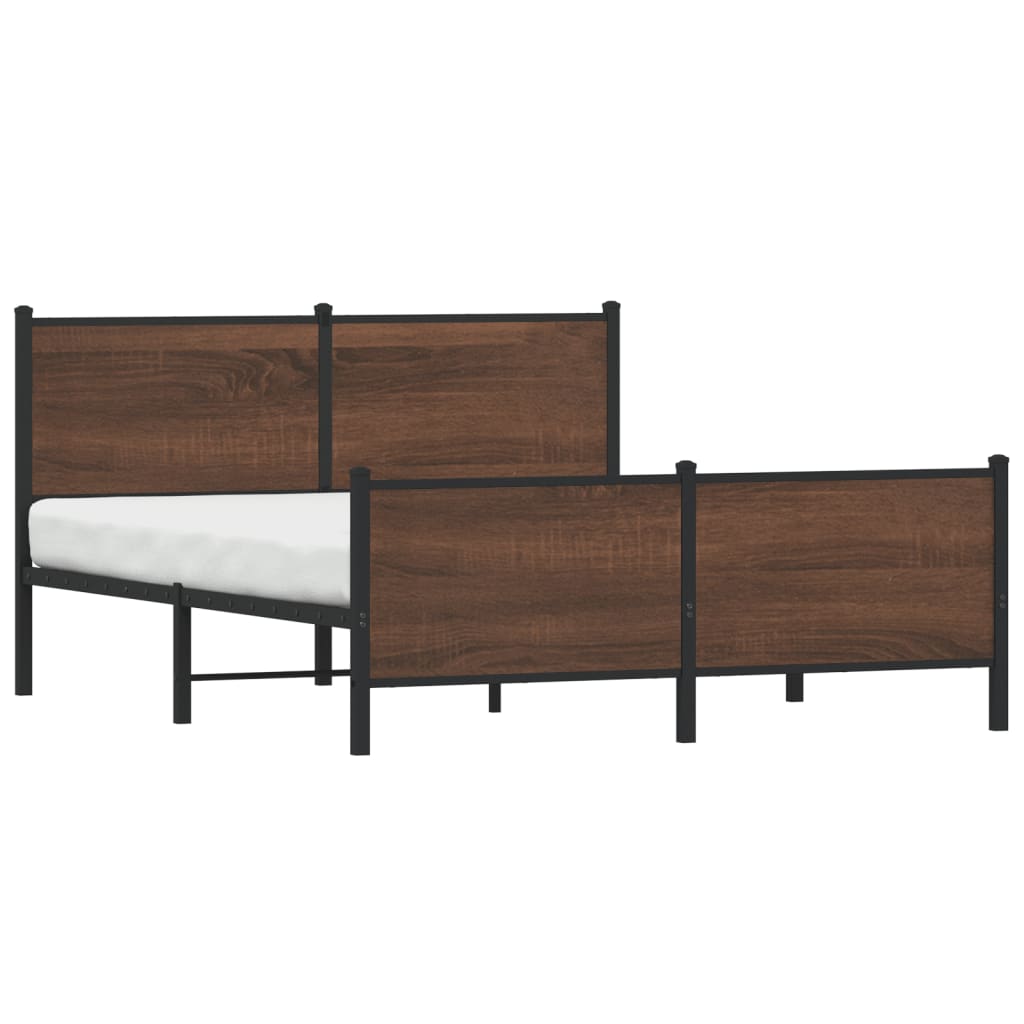 sengeramme 140x200 cm uden madras metal brun egetræsfarve