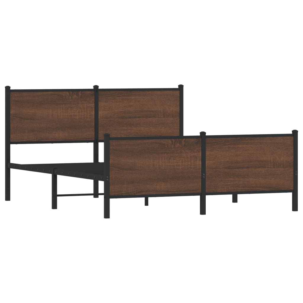 sengeramme 140x200 cm uden madras metal brun egetræsfarve