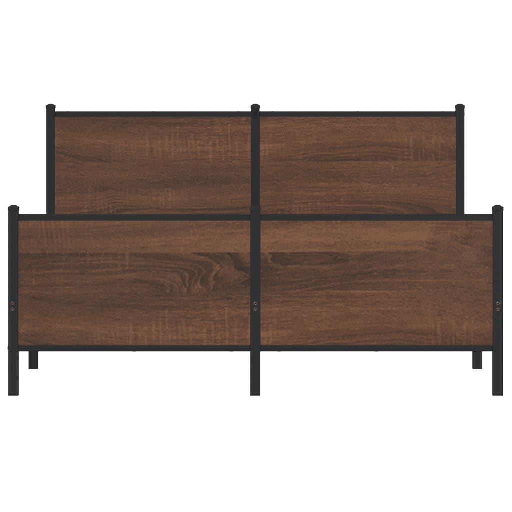 sengeramme 140x200 cm uden madras metal brun egetræsfarve