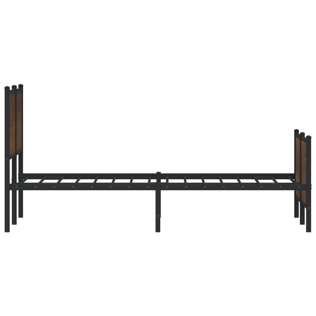sengeramme 140x200 cm uden madras metal brun egetræsfarve