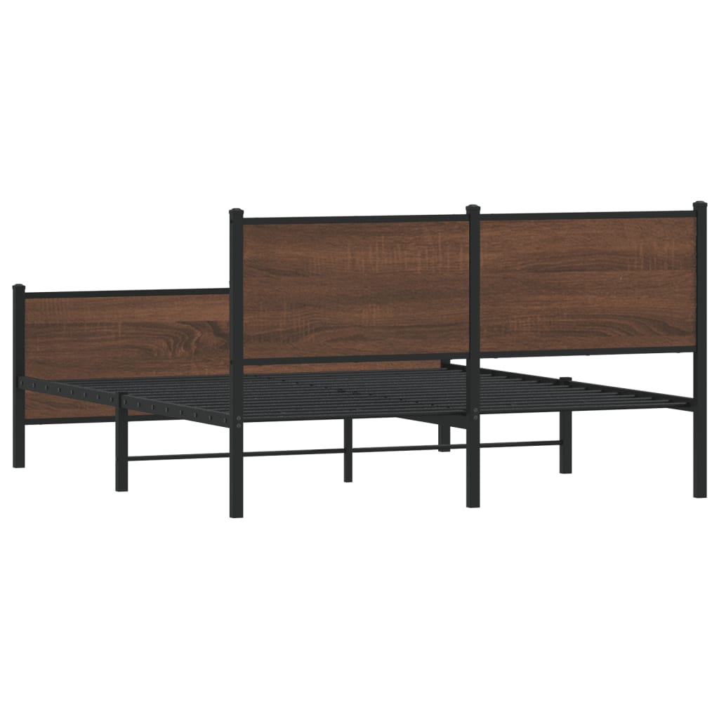 sengeramme 140x200 cm uden madras metal brun egetræsfarve
