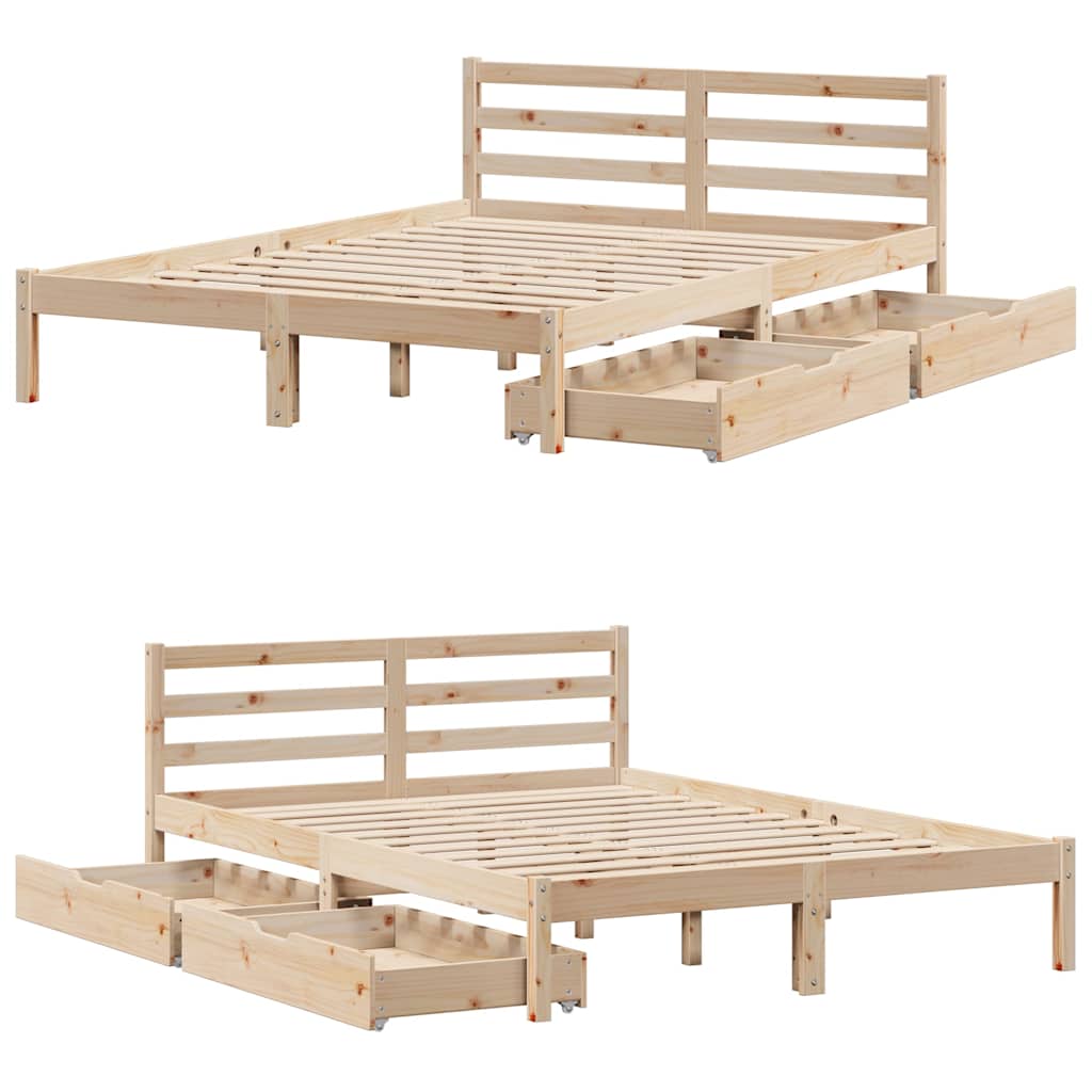 sengeramme uden madras 120x190 cm massivt fyrretræ