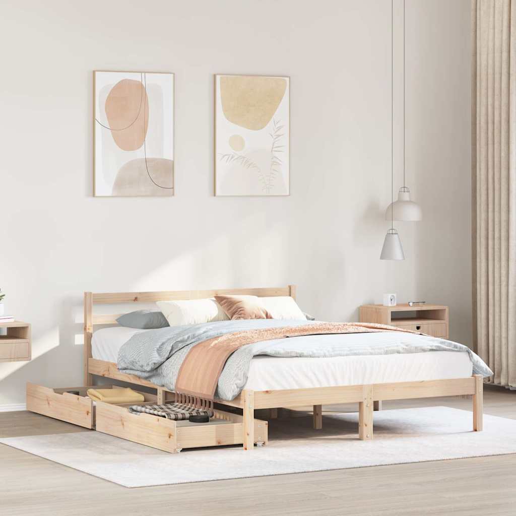 sengeramme uden madras 120x190 cm massivt fyrretræ
