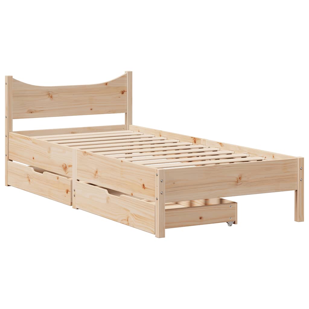 sengeramme med skuffer 90x200 cm massivt fyrretræ