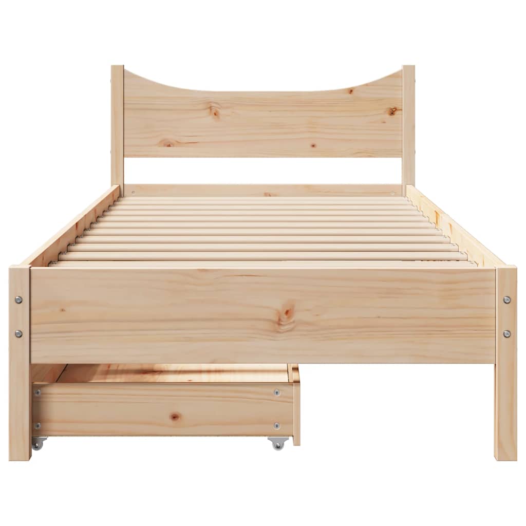 sengeramme med skuffer 90x200 cm massivt fyrretræ