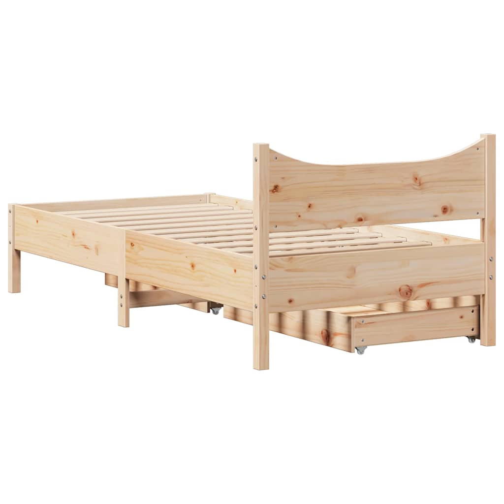 sengeramme med skuffer 90x200 cm massivt fyrretræ