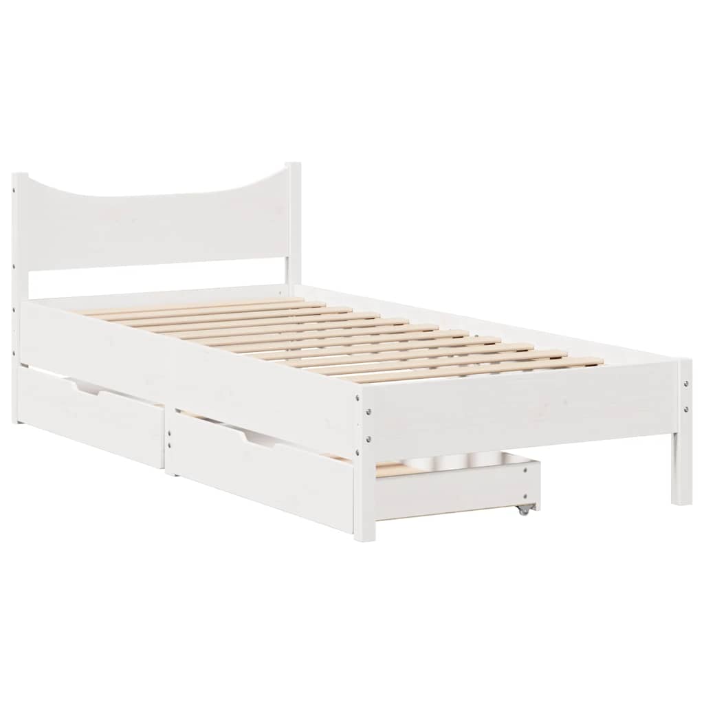 sengeramme med skuffer 90x200 cm massivt fyrretræ hvid