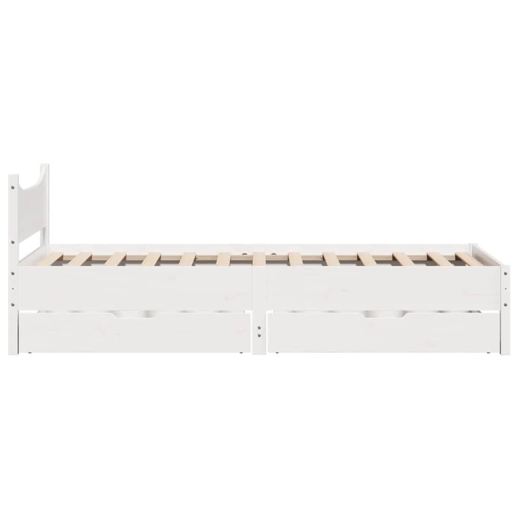 sengeramme med skuffer 90x200 cm massivt fyrretræ hvid