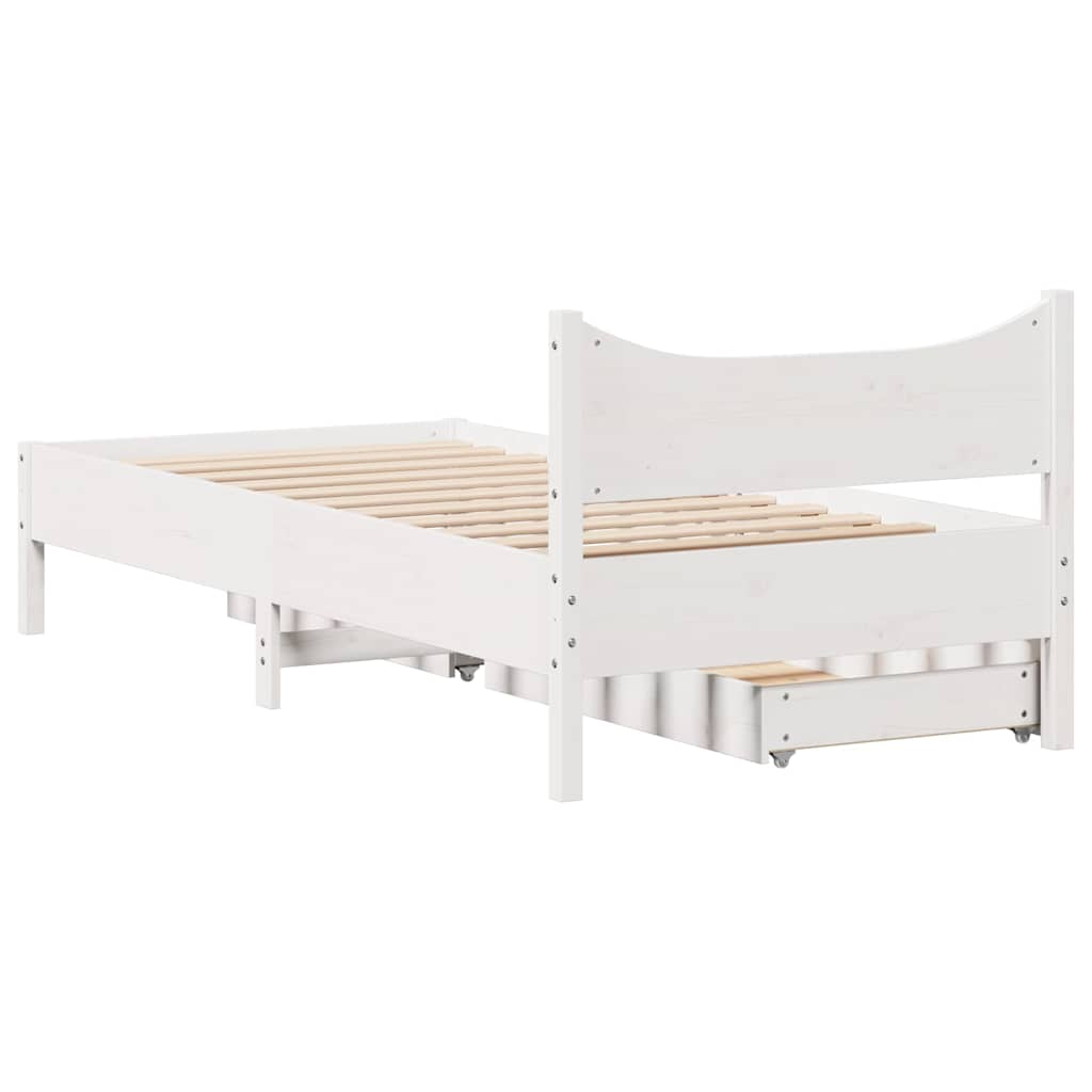 sengeramme med skuffer 90x200 cm massivt fyrretræ hvid