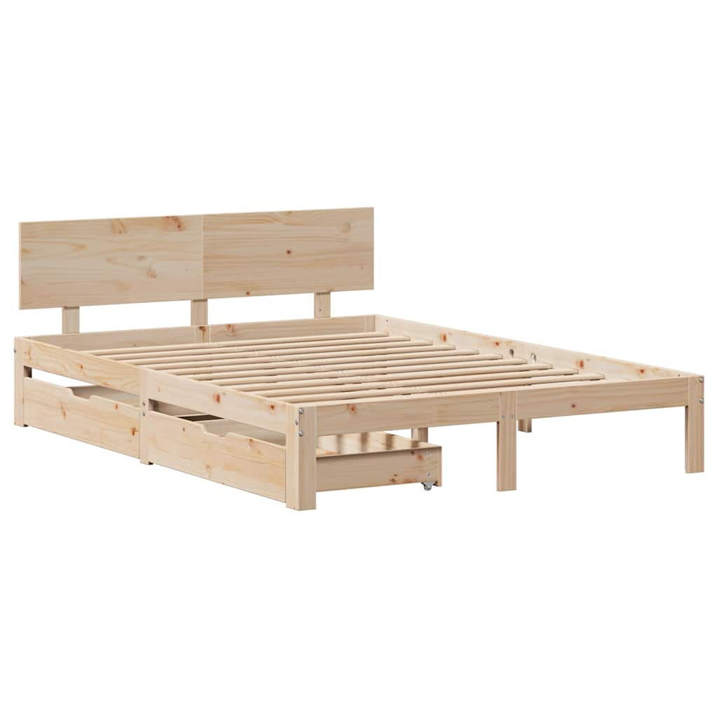 sengeramme med skuffer 120x200 cm massivt fyrretræ