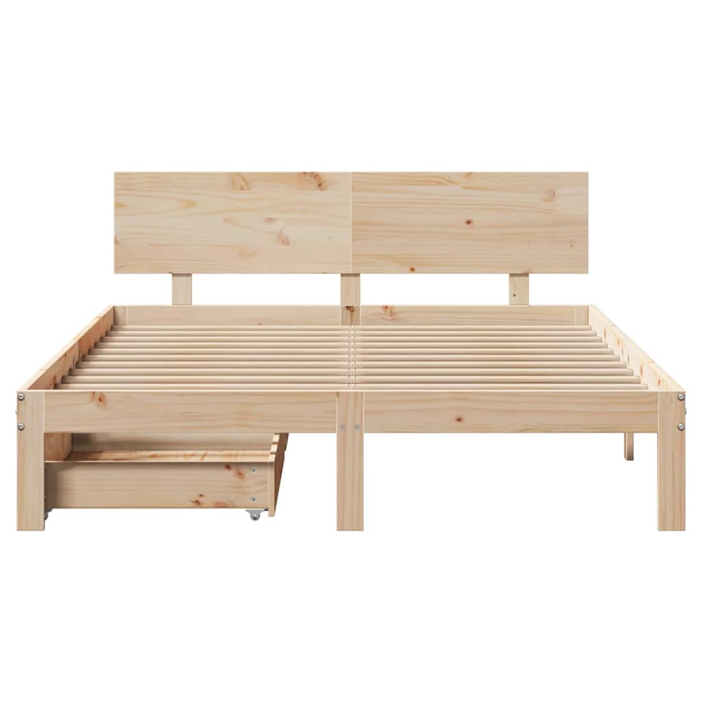 sengeramme med skuffer 120x200 cm massivt fyrretræ