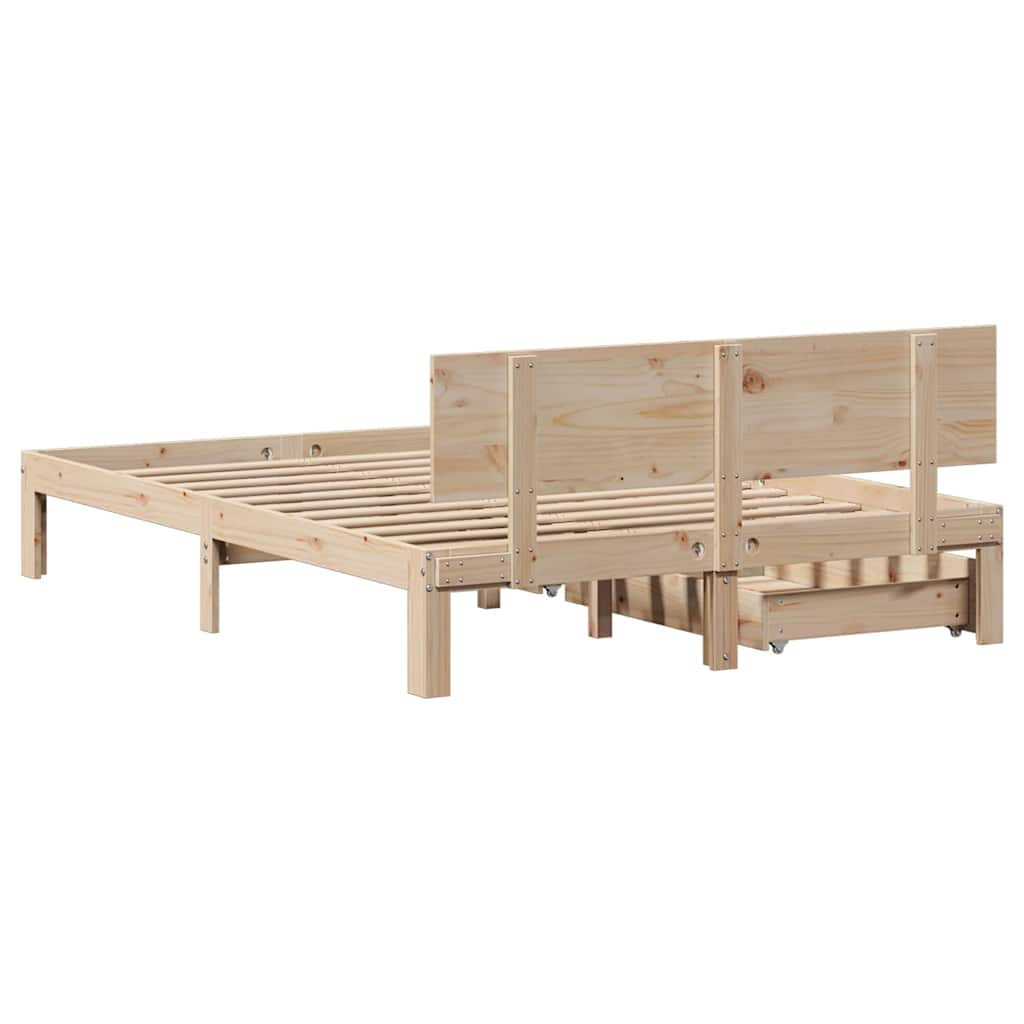 sengeramme med skuffer 120x200 cm massivt fyrretræ